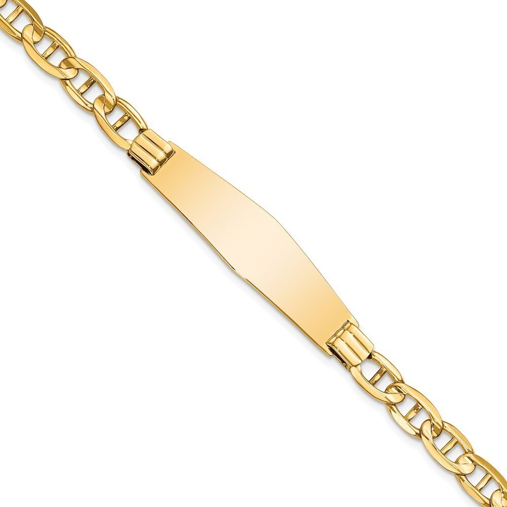 Kazi Luxury 14k Anchor Link Soft Diamond Shape ID Bracelet